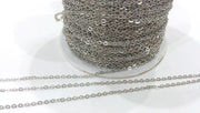333ft Silver Chain Soldered Cable Chain 100 Meters-333 Feet (1.5x2 mm.) Silver Tone Brass G284