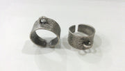 Antique Silver Plated Brass Adjustable Ring Base Blank with a Loop Setting ,Findings G9189