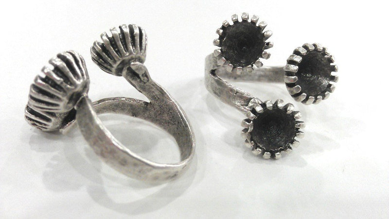 Silver Ring Blank Ring Setting Ring Bezel Base Cabochon Mountings Adjustable Ring Blank Silver Plated Brass (6mm Blank) G295