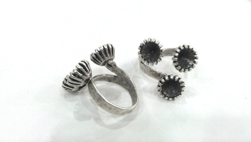 Silver Ring Blank Ring Setting Ring Bezel Base Cabochon Mountings Adjustable Ring Blank Silver Plated Brass (6mm Blank) G295