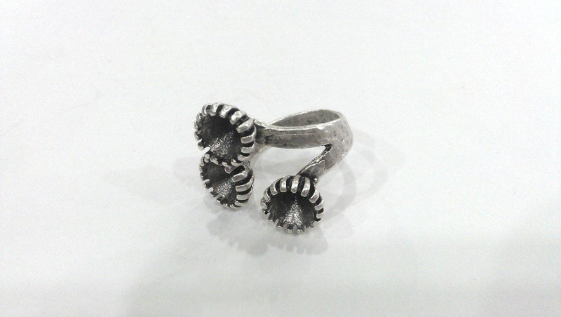 Silver Ring Blank Ring Setting Ring Bezel Base Cabochon Mountings Adjustable Ring Blank Silver Plated Brass (6mm Blank) G295