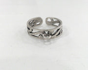 3 Antique Silver Plated Brass Adjustable Ring Base Blank with a Loop Setting ,Findings G11909