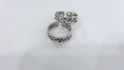 3 Antique Silver Plated Brass Adjustable Ring Base Blank with a Loop Setting ,Findings G11909
