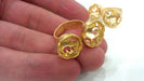 Adjustable Ring Base Blank with ( 12-13 mm Blank), Gold Plated Brass G304