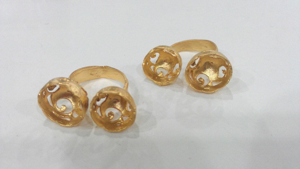 Adjustable Ring Base Blank with ( 12-13 mm Blank), Gold Plated Brass G304