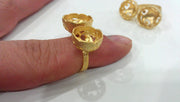 Adjustable Ring Base Blank with ( 12-13 mm Blank), Gold Plated Brass G304