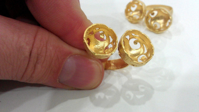 Adjustable Ring Base Blank with ( 12-13 mm Blank), Gold Plated Brass G304