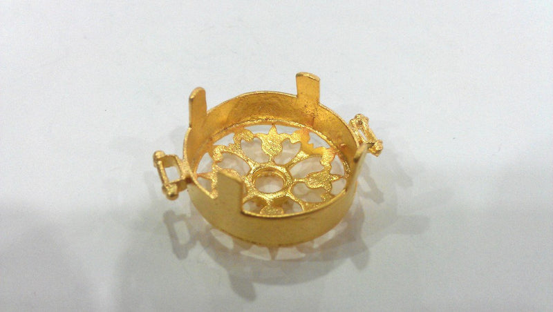 Gold Pendant Blank Cabochon Base Findings,Pendant  , Gold Plated Brass 25 mm  G306
