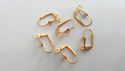 6 Pcs (3 pairs) Earring Hook ,Findings , Gold Plated Brass  G14037