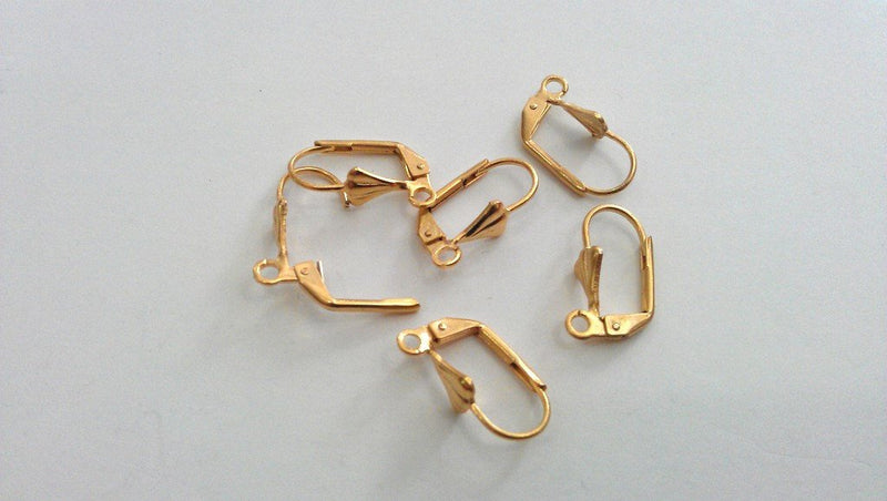 6 Pcs (3 pairs) Earring Hook ,Findings , Gold Plated Brass  G14037