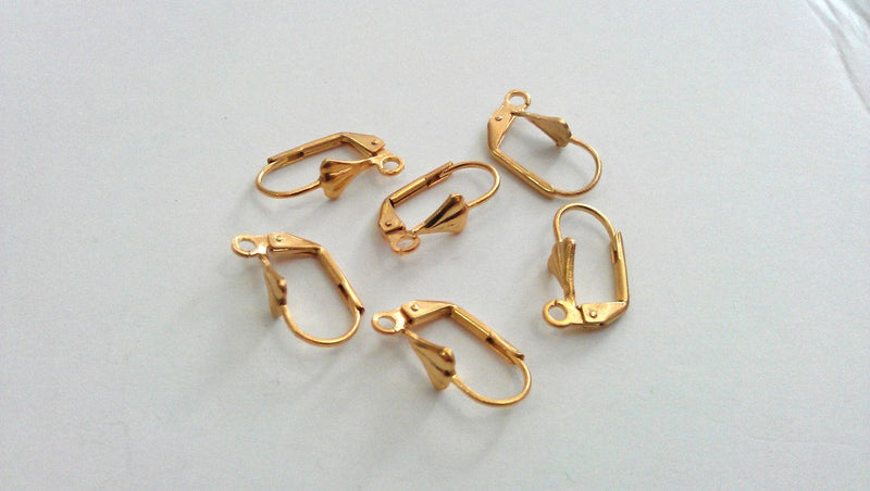 6 Pcs (3 pairs) Earring Hook ,Findings , Gold Plated Brass  G14037