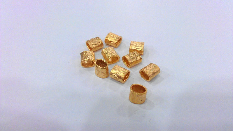 10 Tube Beads , Gold Plated Brass G13935