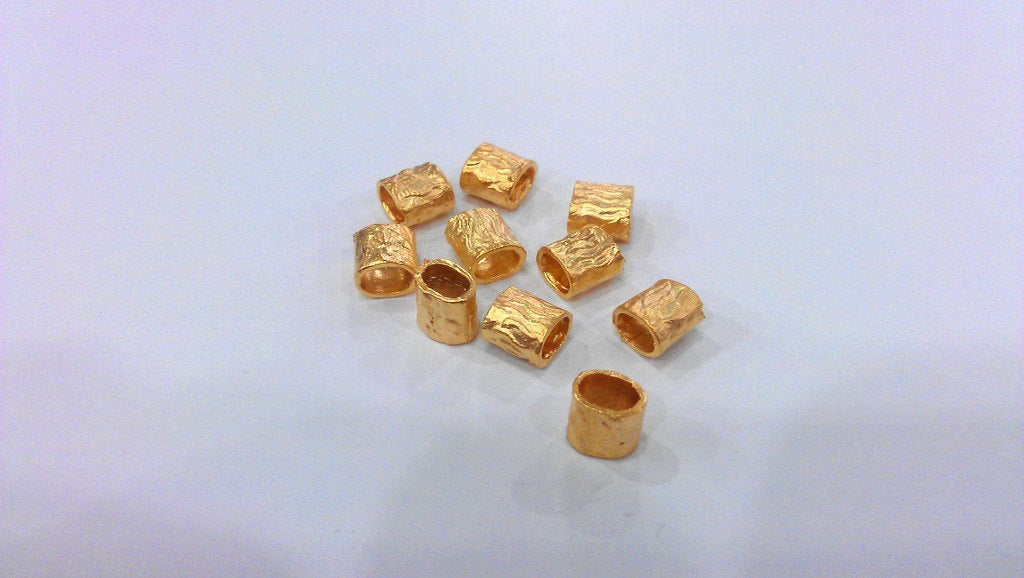 5 Tube Beads , Gold Plated Brass  G13935