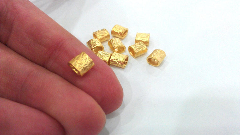 10 Tube Beads , Gold Plated Brass G13935