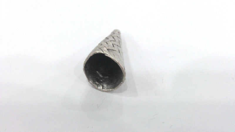2 Silver Cone Antique Silver Plated Brass Cone,Findings G311