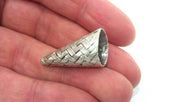 2 Silver Cone Antique Silver Plated Brass Cone,Findings G311