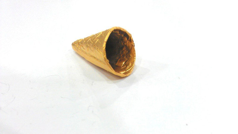 2 Large Cone  Findings , Gold Plated Brass G9531