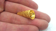 2 Large Cone  Findings , Gold Plated Brass G9531