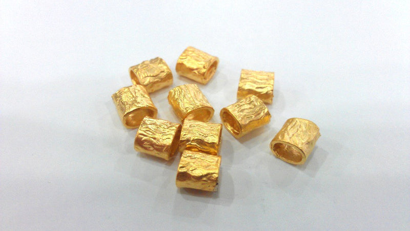 5 Tube Beads , Gold Plated Brass  G13935