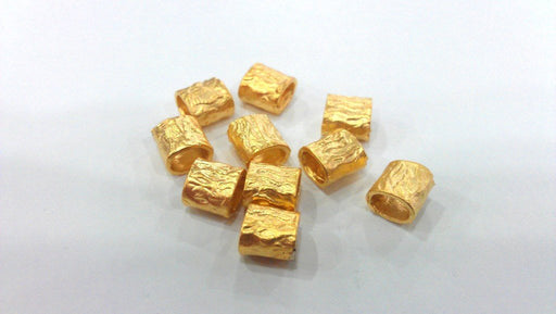 10 Tube Beads , Gold Plated Brass G13935