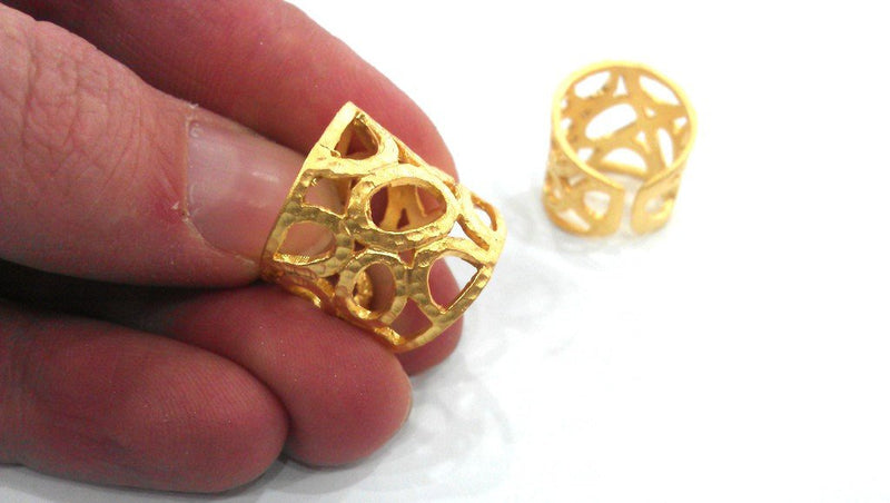 Gold Plated Ring Blank Bezel Setting Ring Base (8x4 mm and 6x3 mm blank) Findings ,Adjustable   Gold Plated Brass G16432