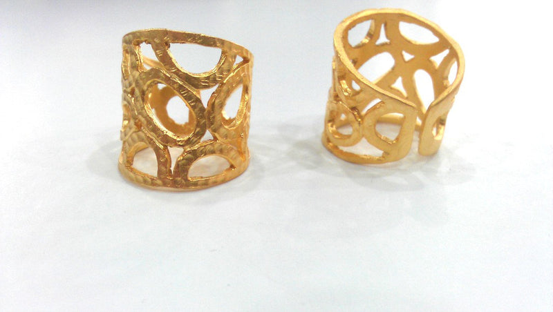 Gold Plated Ring Blank Bezel Setting Ring Base (8x4 mm and 6x3 mm blank) Findings ,Adjustable   Gold Plated Brass G16432