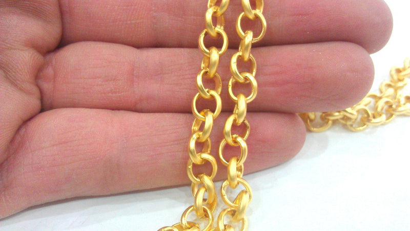 Gold Chain Gold Plated Rolo Chain (7,2 mm) 1 Meter - 3.3 Feet  G14367