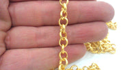 Gold Chain Gold Plated Rolo Chain (7,2 mm) 1 Meter - 3.3 Feet  G14367