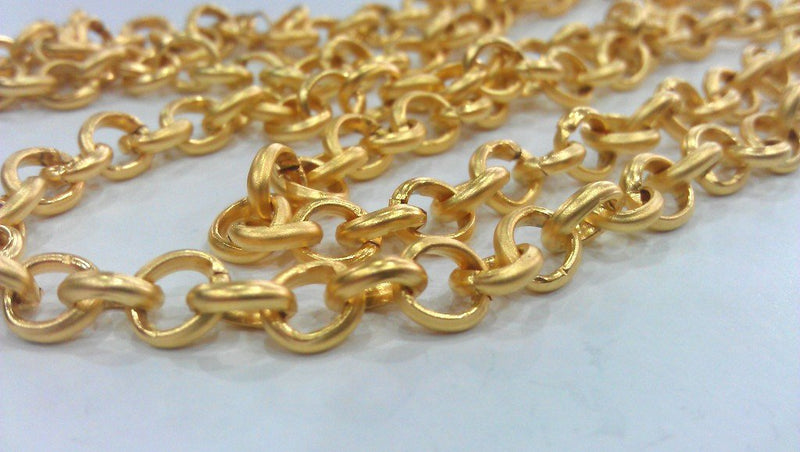 Gold Chain Gold Plated Rolo Chain (7,2 mm) 1 Meter - 3.3 Feet  G14367