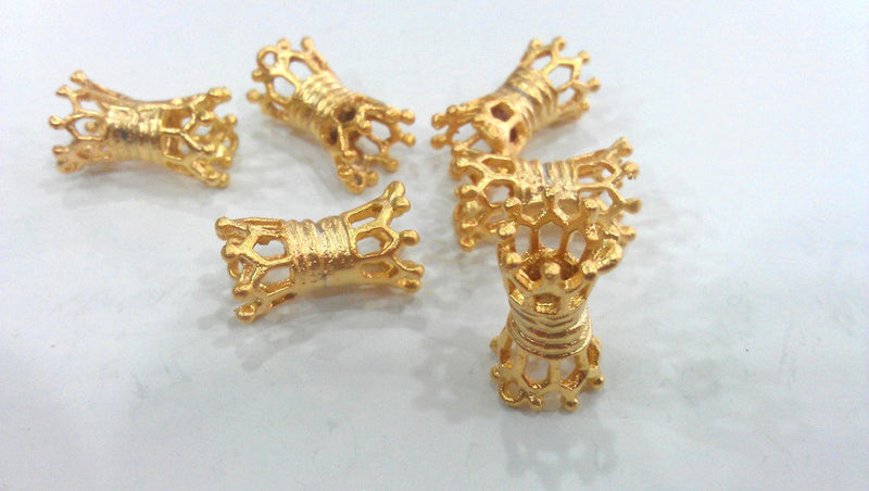 2 Gold Plated Tube Beads , Gold Plated  Brass G9881
