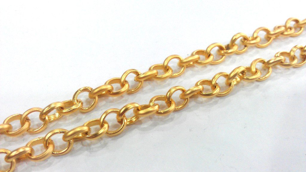 Gold Chain Gold Plated Rolo Chain (7,2 mm) 1 Meter - 3.3 Feet  G14367