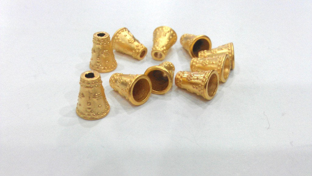 4 Pcs Gold Plated Metal Cones , Findings  G332