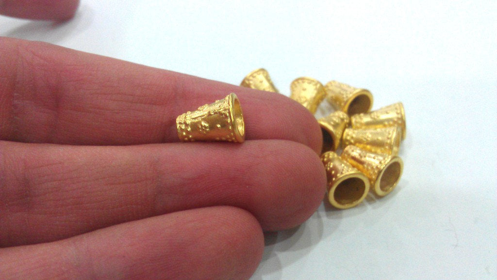 4 Pcs Gold Plated Metal Cones , Findings  G332