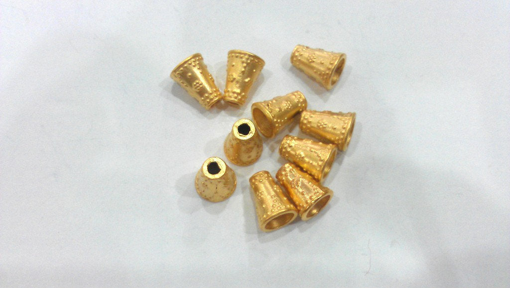 4 Pcs Gold Plated Metal Cones , Findings  G332