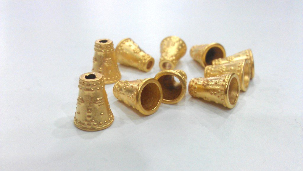 4 Pcs Gold Plated Metal Cones , Findings  G332