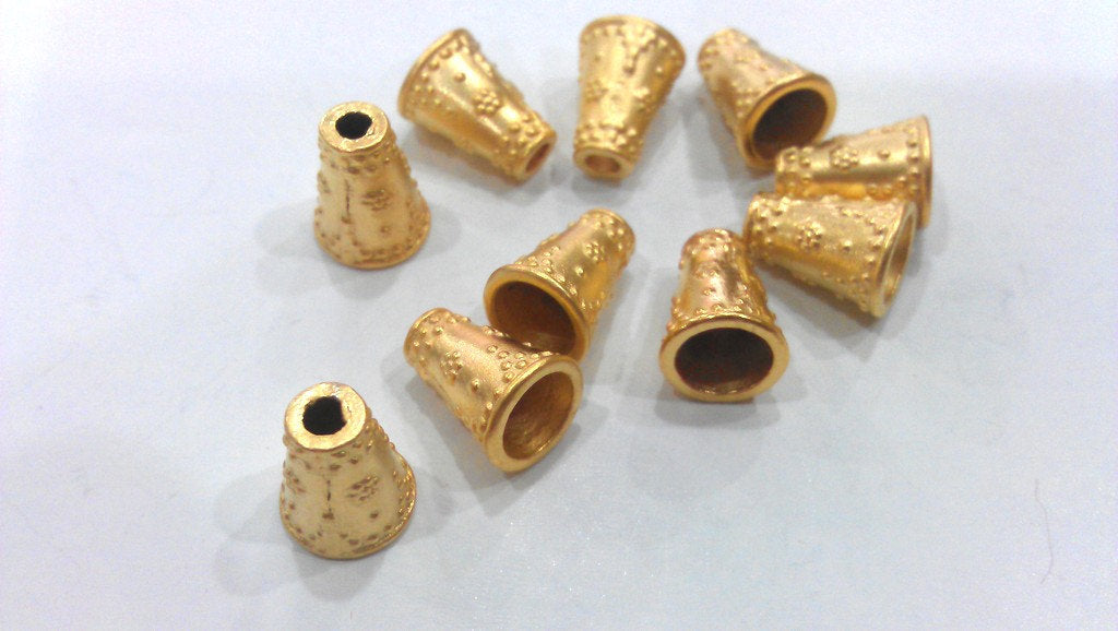 4 Pcs Gold Plated Metal Cones , Findings  G332