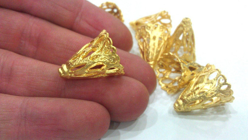 2 Gold Cone Gold Plated Cone Findings  G9230
