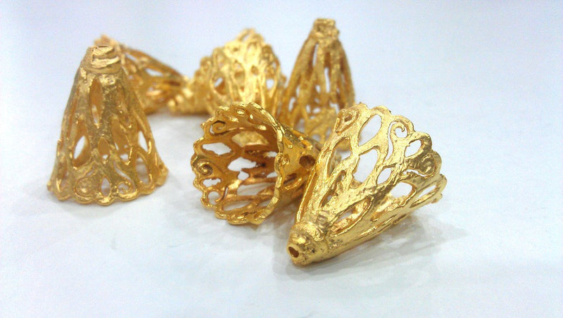 2 Gold Cone Gold Plated Cone Findings  G9230