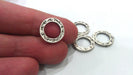 10 Silver Circle Charm Findings Antique Silver Plated Metal Connector  (14 mm) G10949