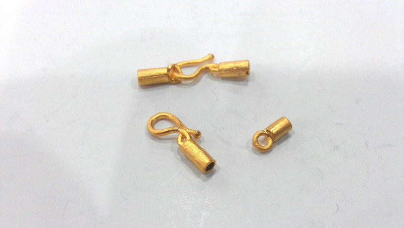 5 sets  Hook Clasp Findings, Gold Plated Brass G11496