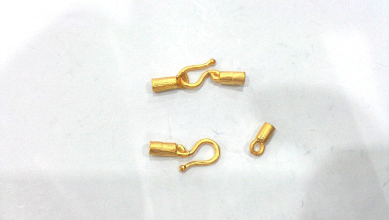 10 sets  Hook Clasp  Findings ,  Gold Plated Brass  G11496