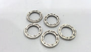10 Silver Circle Charm Findings Antique Silver Plated Metal Connector  (14 mm) G10949