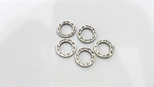 10 Silver Circle Charm Findings Antique Silver Plated Metal Connector  (14 mm) G10949