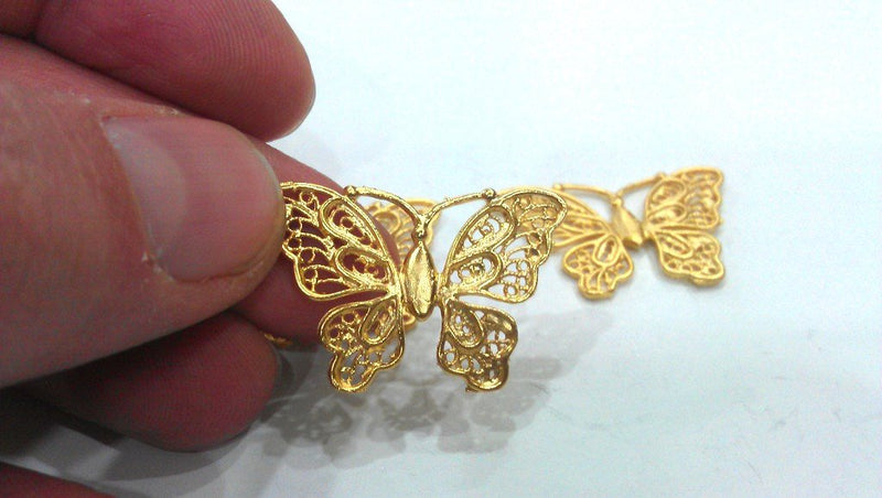 10 Gold Butterfly Charms, Gold Plated Brass  G13677