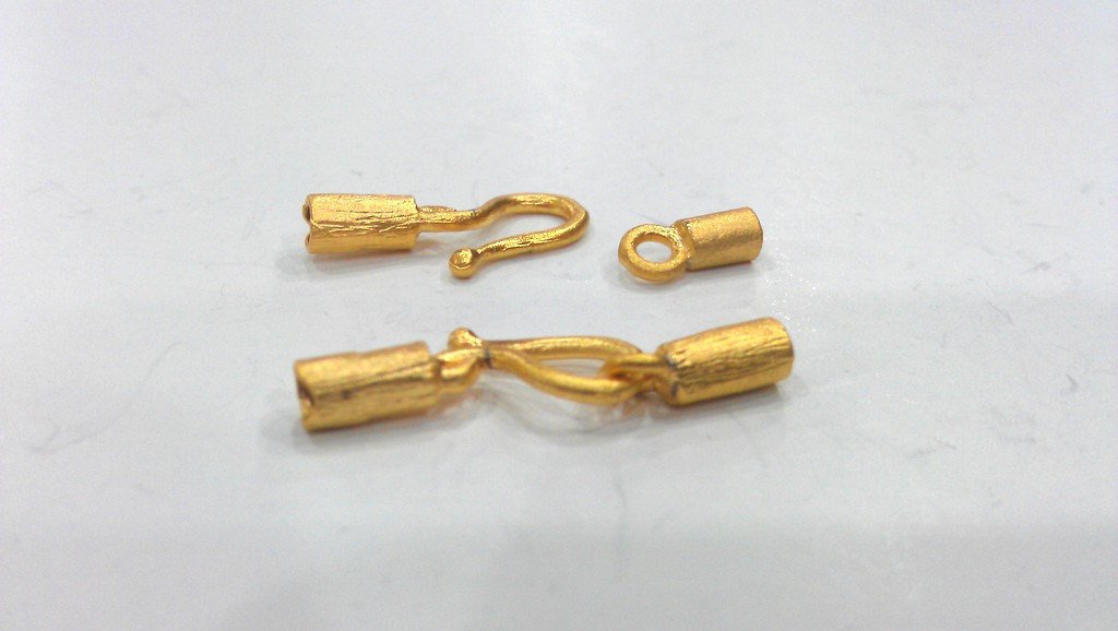 10 sets  Hook Clasp Findings , Gold Plated Brass  G11496