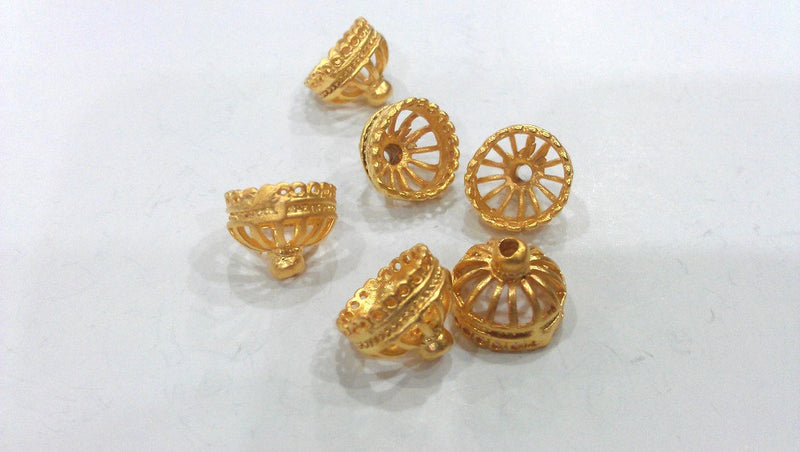 4 Gold Plated Brass Cones Findings   G351
