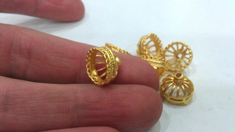 4 Gold Plated Brass Cones Findings   G351