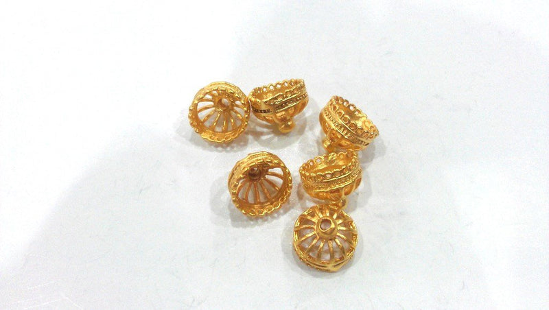 4 Gold Plated Brass Cones Findings   G351