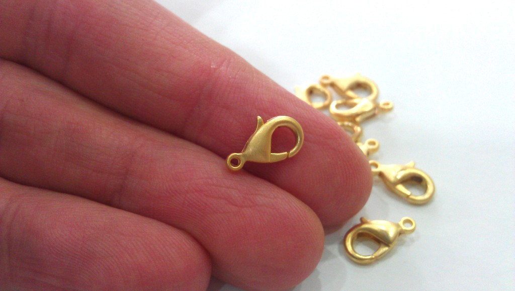 10 Gold Clasp Lobster Clasps  Gold Plated Clasps  Findings  10 Pcs. (12x6 mm)   G14612