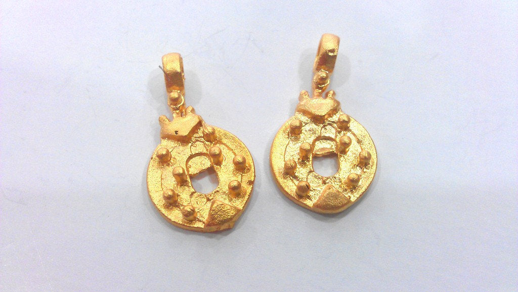 2 Gold Plated Brass  Charms 2 Pcs  G366